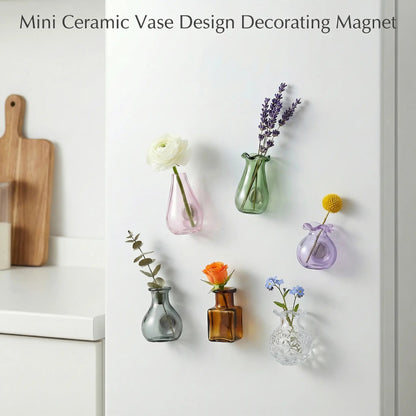 Mother’s Day Magnetic Bud Vase Set – Mini Glass Fridge Magnets for Fresh Flowers, Cute Kitchen & Locker Decor