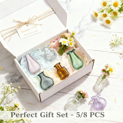 Mother’s Day Magnetic Bud Vase Set – Mini Glass Fridge Magnets for Fresh Flowers, Cute Kitchen & Locker Decor