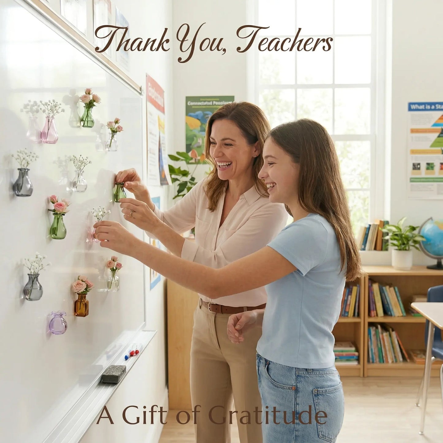 Mother’s Day Magnetic Bud Vase Set – Mini Glass Fridge Magnets for Fresh Flowers, Cute Kitchen & Locker Decor