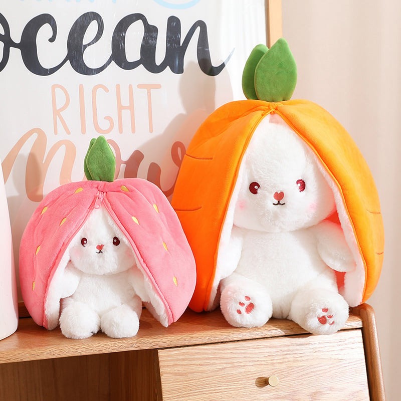 🐰Hide-and-Seek Reversible Bunny Plush (Strawberry🍓 & Carrot🥕 Edition)