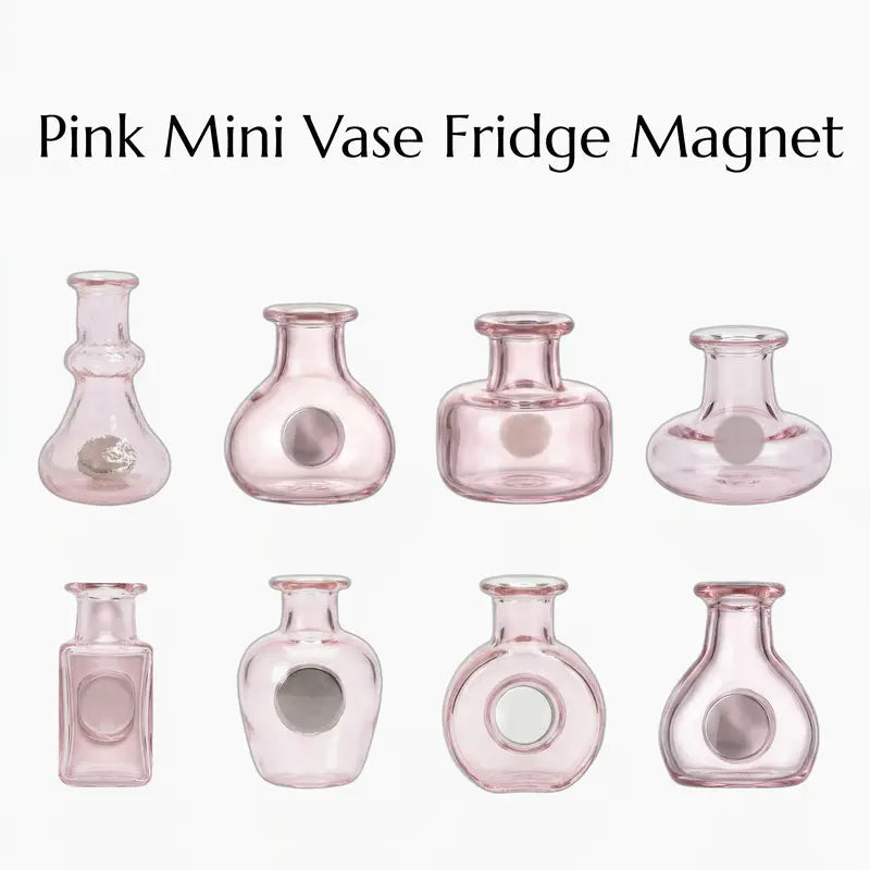 Mother’s Day Magnetic Bud Vase Set – Mini Glass Fridge Magnets for Fresh Flowers, Cute Kitchen & Locker Decor